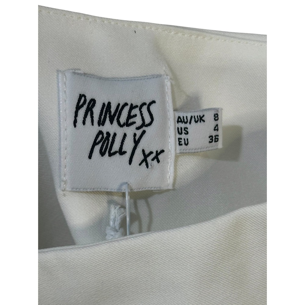Princess Polly Huxley Set Crop Top 4 White Square Neck Side Zip Sleeveless - Picture 4 of 5